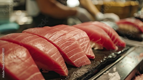 Sushi suppliers who navigate the complexities of the international tuna market to ensure quality and freshness from catch to delivery to sushi restaurants. photo