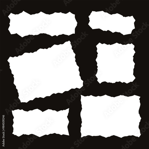 Torn Paper Set with ragged edges Vector illustration