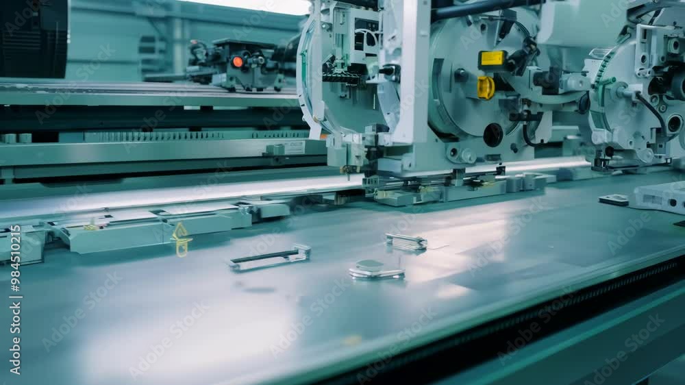 Automated assembly line in a high-tech factory showcasing precision manufacturing techniques Automated assembly line in a high-tech factory showcasing precision manufacturing techniques
