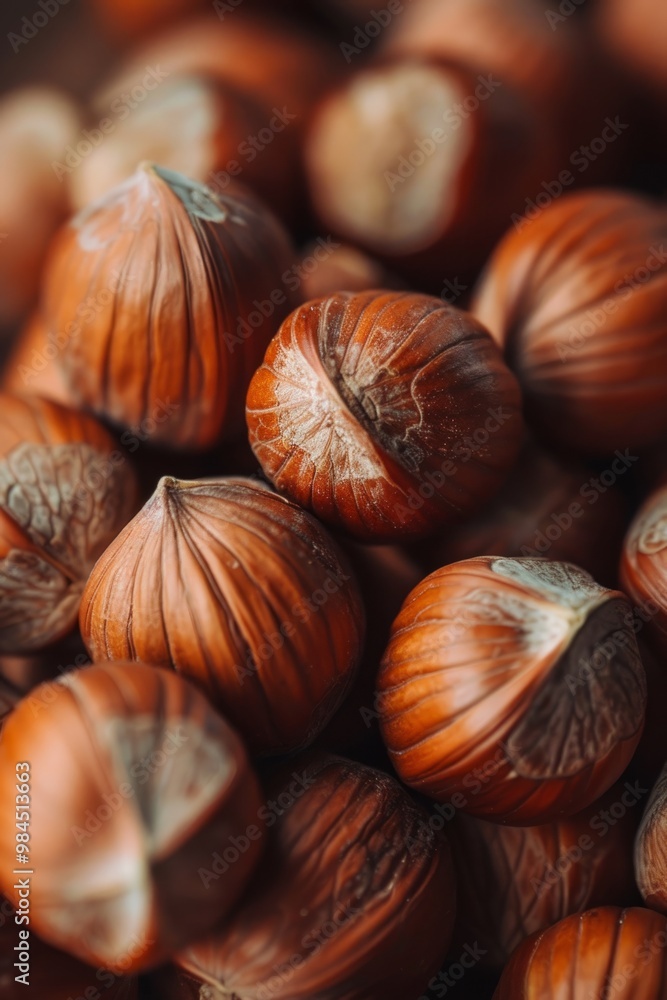 Close up of hazelnuts textured background Close up of hazelnuts textured background