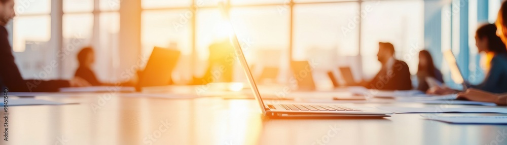 © Manita - A modern office environment with people engaged in work, showcasing collaboration and productivity with sunlight streaming through windows.