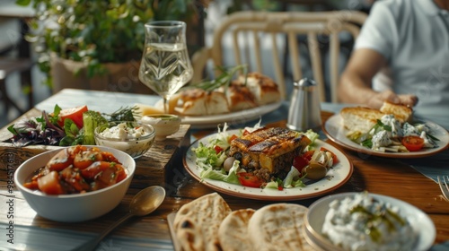 Delicious Greek Cuisine on a Table