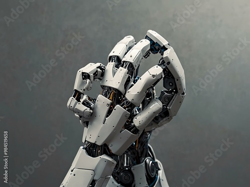 Hands of human and robot intertwined in a modern embrace.