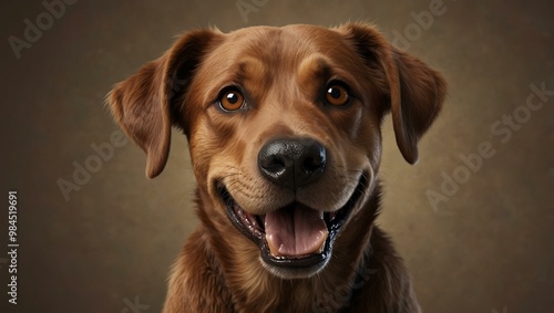 Happy 3D brown dog.