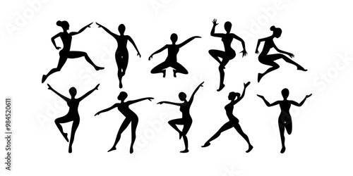 silhouette of dancing people, silhouettes of dancing girls