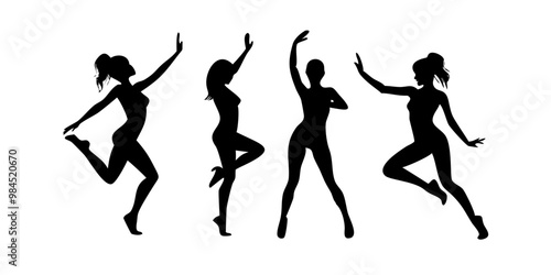 silhouette of dancing people, silhouettes of dancing girls