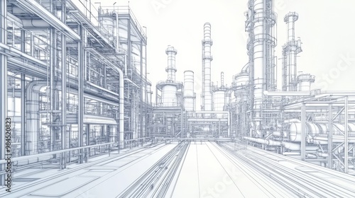 On a white background, this wireframe illustration depicts an industrial valve in a detailed and detailed manner.