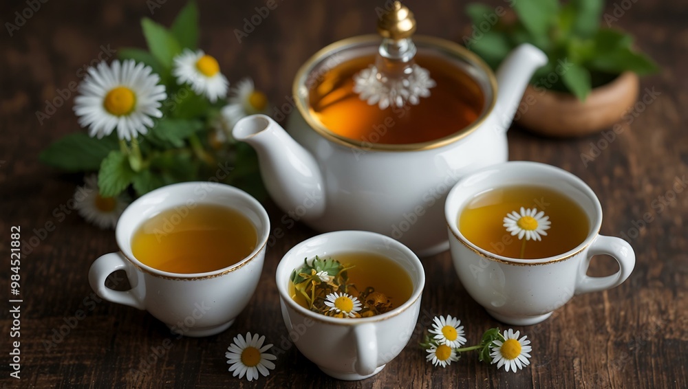 Herbal Tea Set with Mint, Chamomile, and Honey Herbal Tea Set with Mint, Chamomile, and Honey