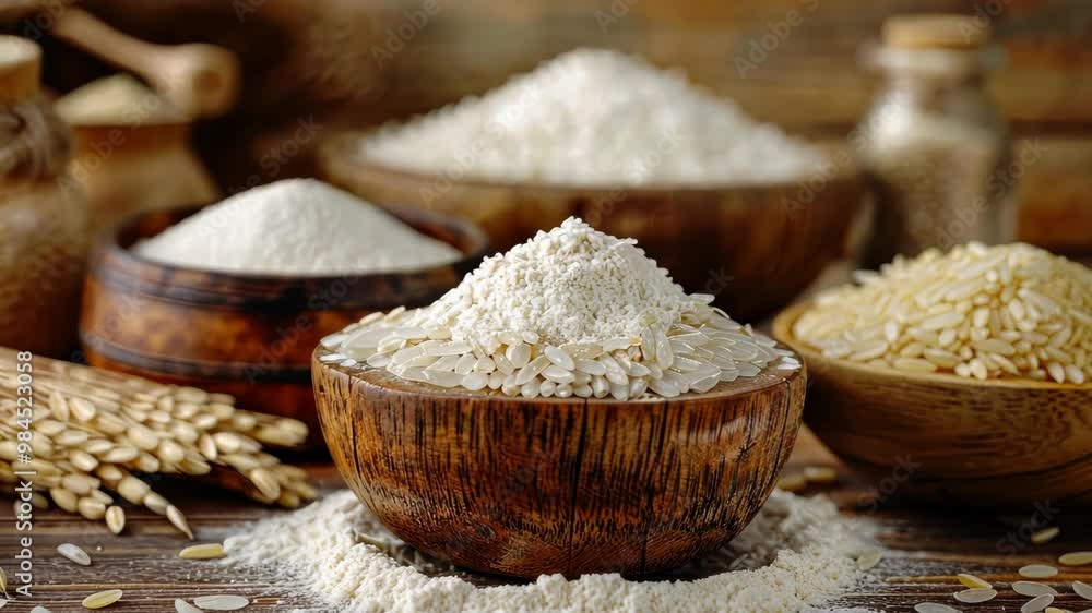 Fresh strawberries splashing in white rice flour mixture during preparation for a delicious dessert Fresh strawberries splashing in white rice flour mixture during preparation for a delicious dessert