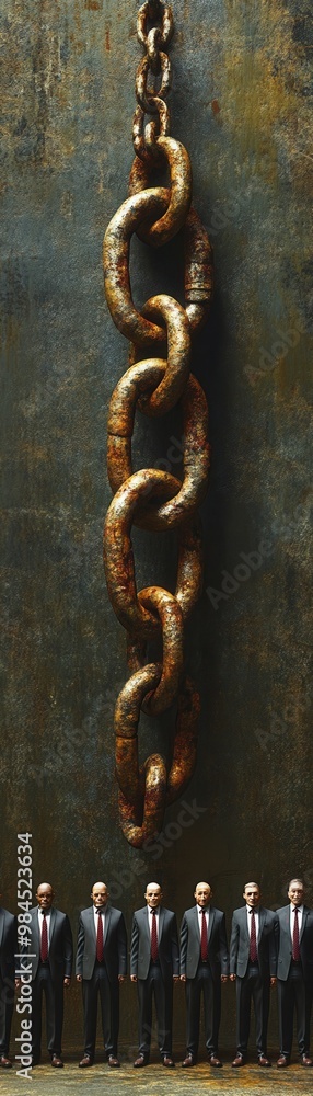 A powerful visual of small figures standing beneath a heavy chain, symbolizing oppression and the weight of responsibility. A powerful visual of small figures standing beneath a heavy chain, symbolizing oppression and the weight of responsibility.
