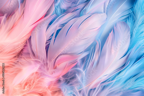 Colored gradient feather backgrounds close up