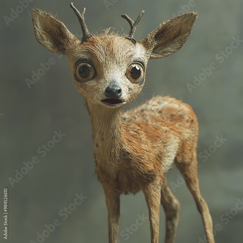 A whimsical deer with large eyes and a unique expression, perfect for nature and animal-themed projects. photo