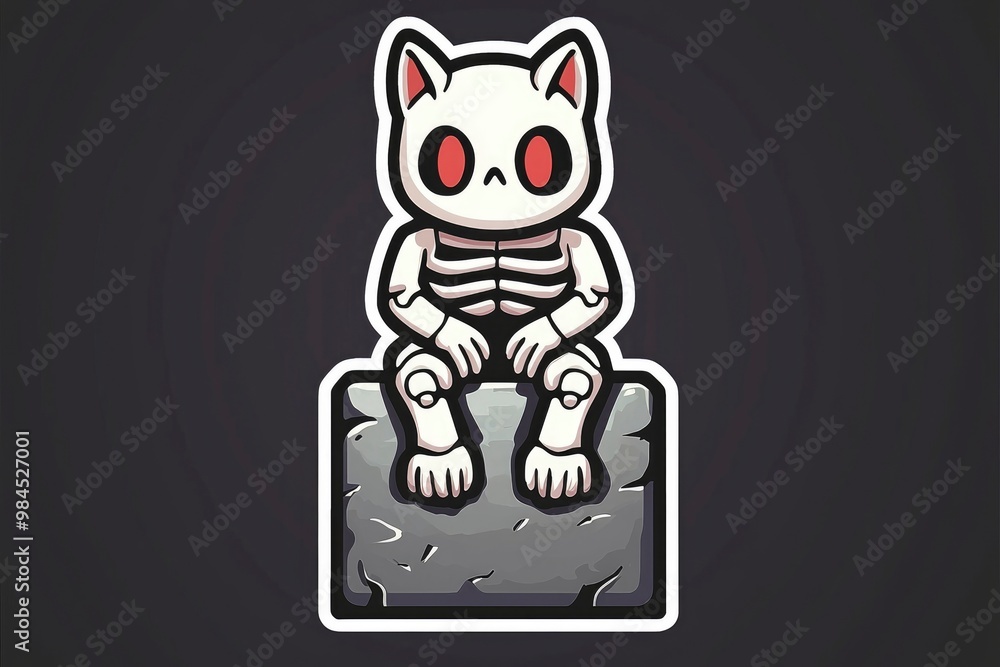 Skeleton Cat Sitting on a Stone Skeleton Cat Sitting on a Stone