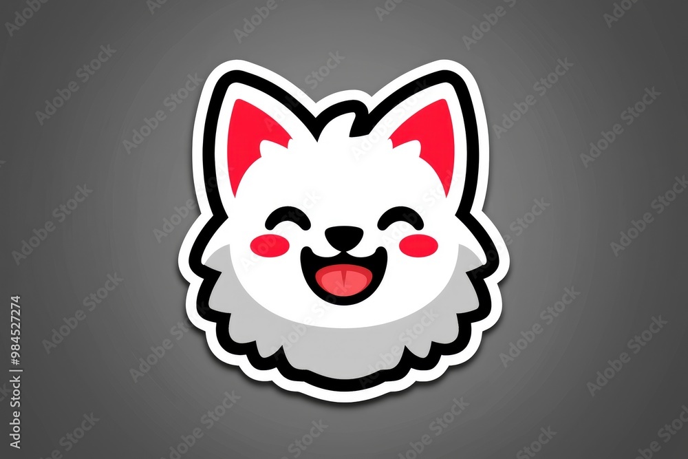 Cute Cartoon White Fox Sticker Design Cute Cartoon White Fox Sticker Design