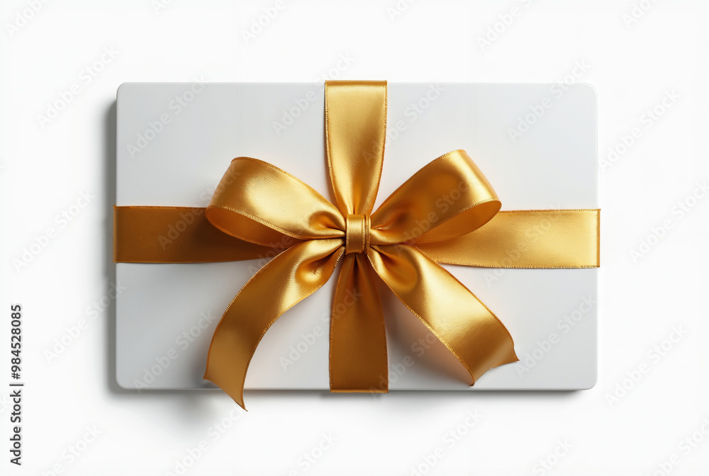Elegant Gift Card with Golden Ribbon Bow: Perfect for Luxury Retail, Special Occasions, and Holiday Marketing Elegant Gift Card with Golden Ribbon Bow: Perfect for Luxury Retail, Special Occasions, and Holiday Marketing