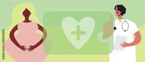 African Woman and Signal for Help with Hand, Flat Vector Stock Illustration for Victims of Domestic Violence