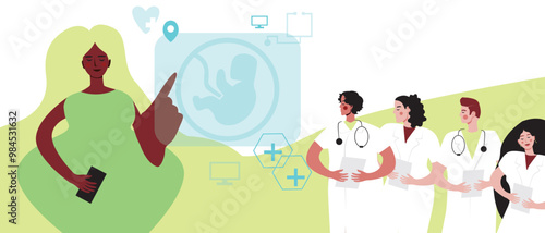 African Woman and Signal for Help with Hand, Flat Vector Stock Illustration for Victims of Domestic Violence