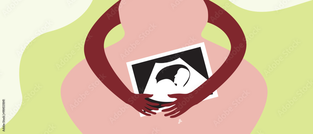 Fototapeta premium African Woman and Signal for Help with Hand, Flat Vector Stock Illustration for Victims of Domestic Violence