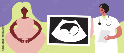 African Woman and Signal for Help with Hand, Flat Vector Stock Illustration for Victims of Domestic Violence