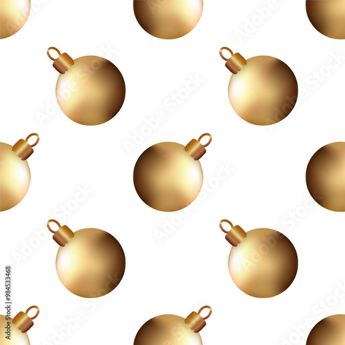 Christmas gold balls isolated background Minimal composition vector seamless pattern Winter holiday mood Xmas design template Festive New year decorations Bright template Wrapping paper