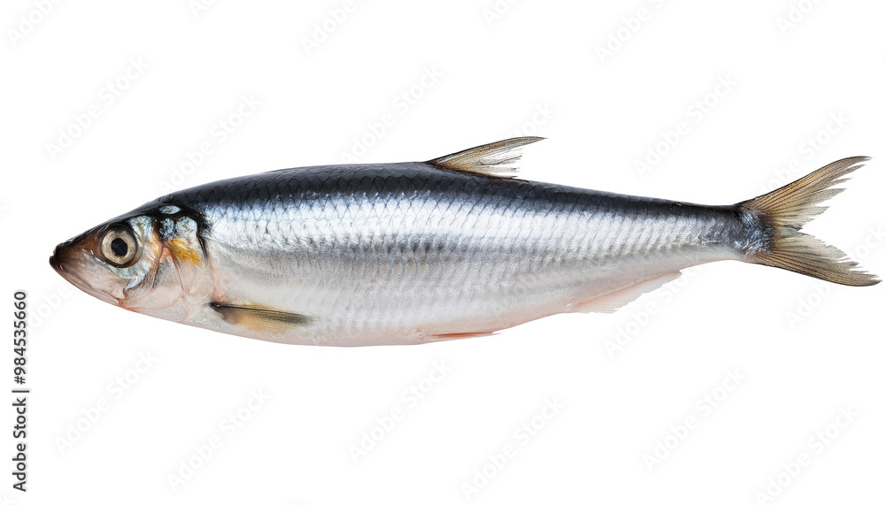 Side view of a raw herring highlighting its elegant shape and natural colors against a white background
Side view of a raw herring highlighting its elegant shape and natural colors against a white background
