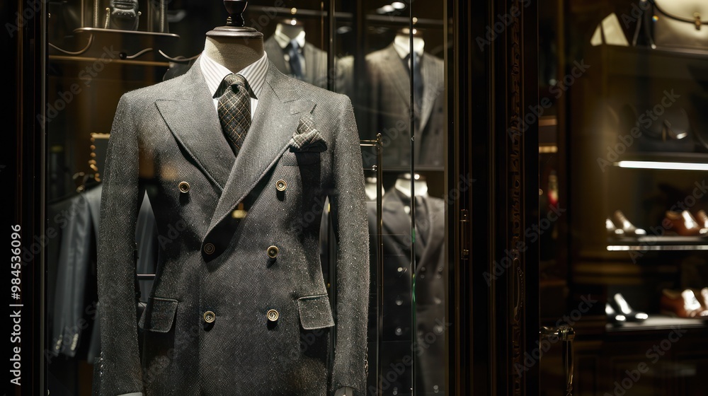 Elegant Double-Breasted Suit in a Luxurious Store
