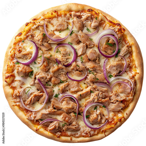 Tuna Pizza on Transparent Background