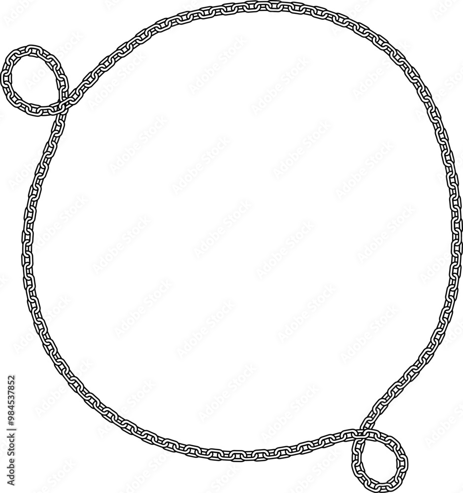 Chain frame corner, coiled into circle shape with knot. Chain frame corner, coiled into circle shape with knot.