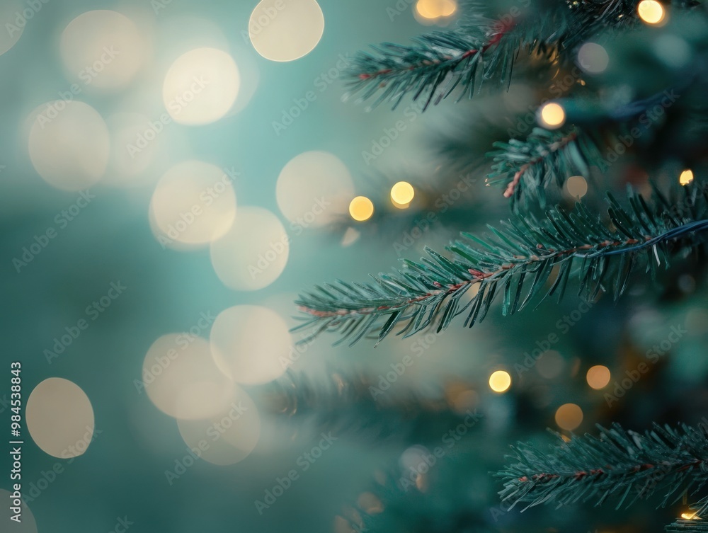 christmas tree with lights, close up blurred christmas tree with bokeh light background christmas tree with lights, close up blurred christmas tree with bokeh light background