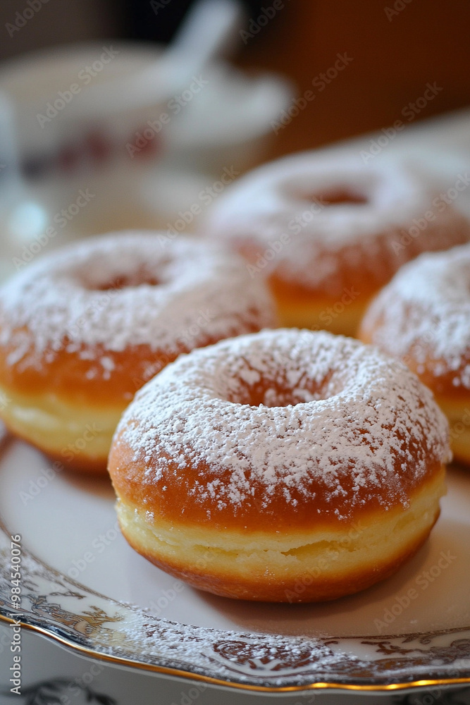 donuts with icing sugar, delicious snack donuts with icing sugar, delicious snack