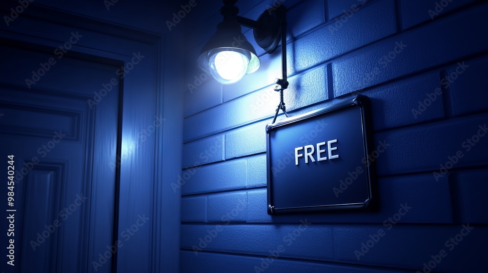 Free Sign on Brick Wall at Night Free Sign on Brick Wall at Night