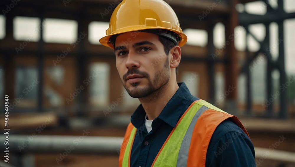 Engineer at a construction site in a hardhat. Engineer at a construction site in a hardhat.