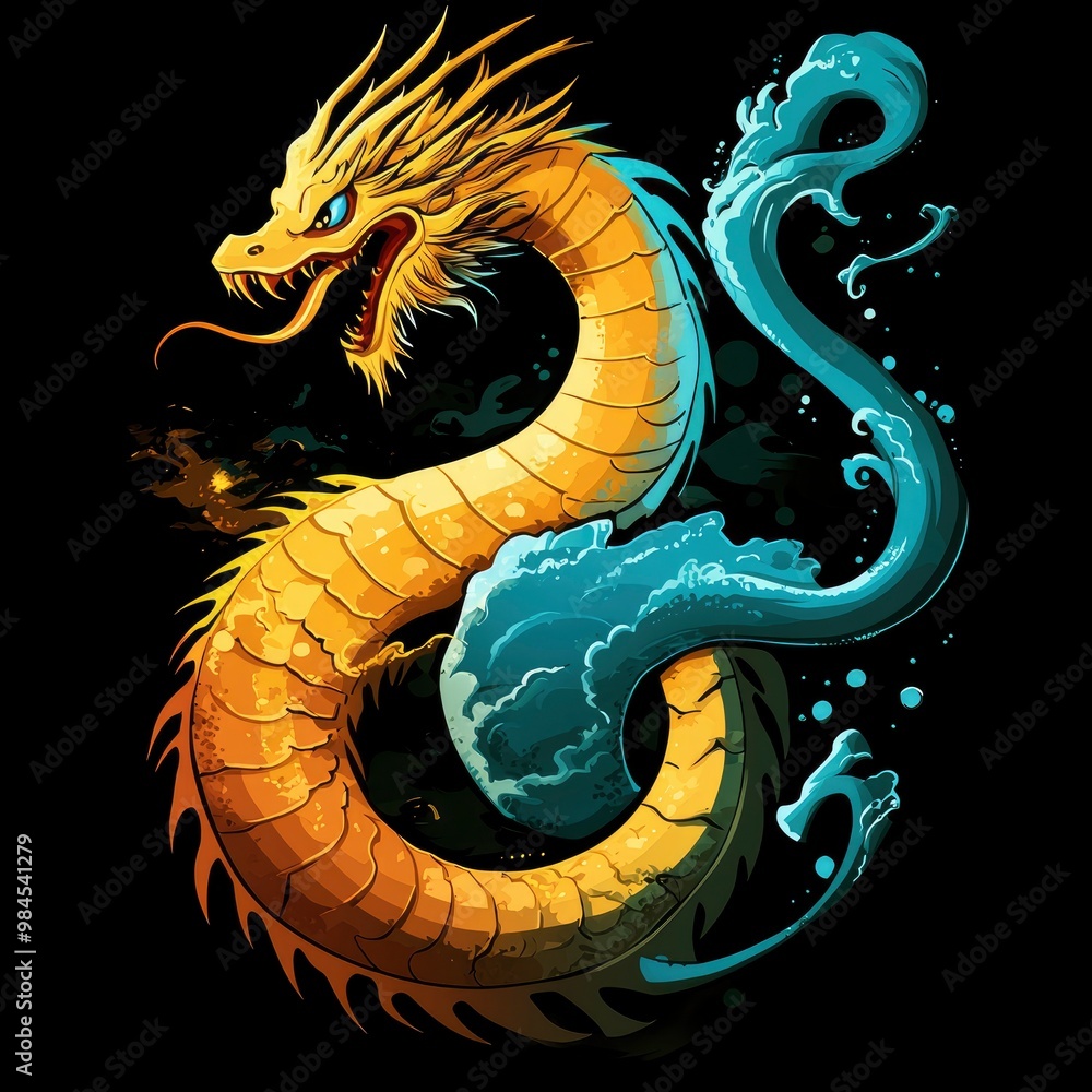 Fototapeta premium Water Dragon Illustration