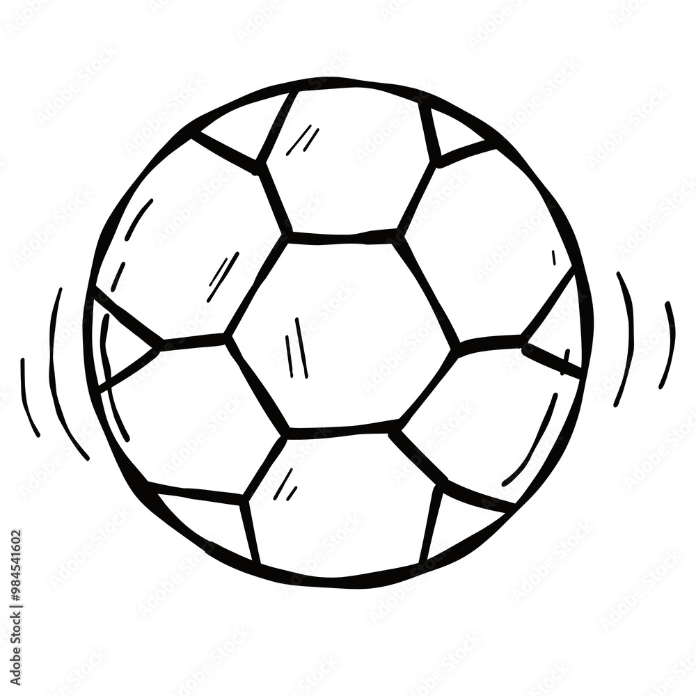 Fototapeta premium Hand-drawn soccer ball, in outlines with transparency