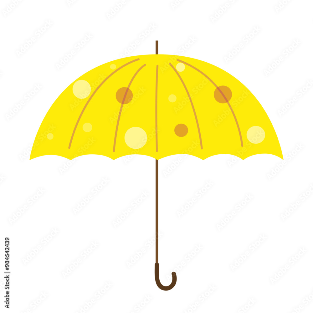 Yellow kids umbrella for rainy autumn or spring weather. Flat vector illustration isolated on transparent background. Yellow kids umbrella for rainy autumn or spring weather. Flat vector illustration isolated on transparent background.