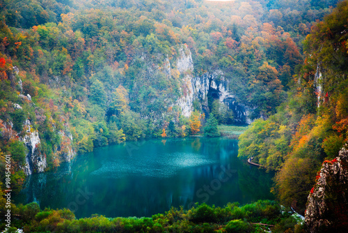 Obraz na płótnie Panorama of Plitvice Lake National Park w salonie
