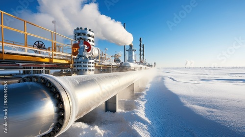 A large pipe is covered in ice and snow