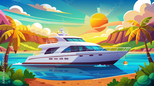 Yacht Cruise Exclusive Tourism Concept Holiday Travel Take a Vacation Time in Summer