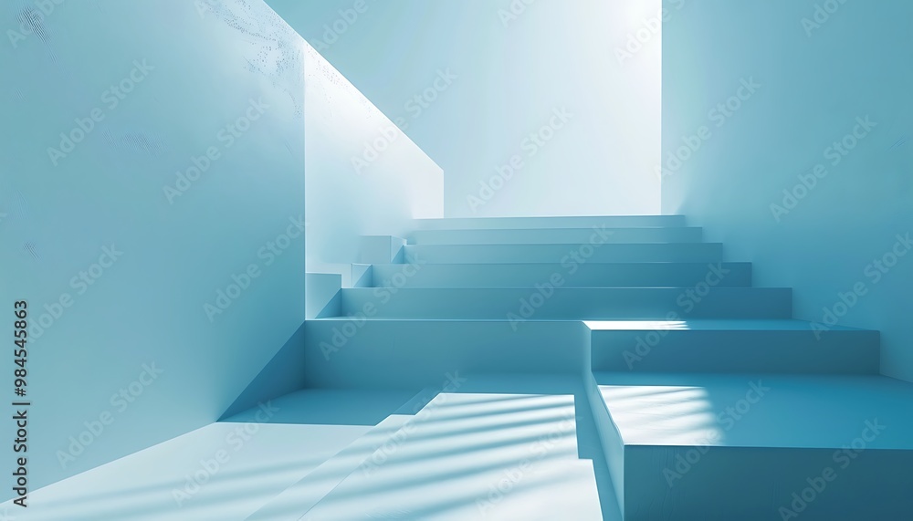 Fototapeta premium Abstract blue empty room with shadow on the wall.