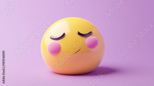 Sleepy emoji with a droopy face on a pastel lavender background, perfect for conveying tiredness or relaxation.