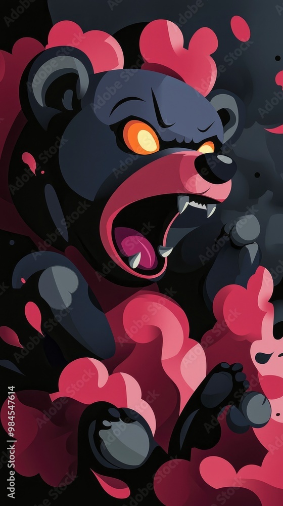 Angry Bear in Pink Smoke Angry Bear in Pink Smoke