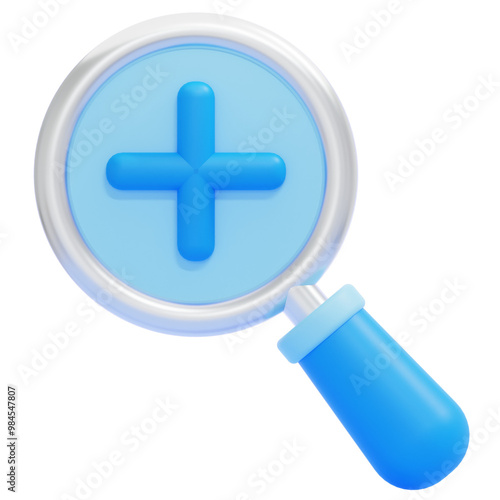 PNG 3D Zoom In Icon Isolated on a White Background