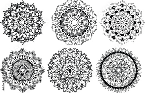 indian mandala art design vector. Circular pattern in form of mandala for Henna, Mehndi, tattoo, decoration. Decorative frame ornament in ethnic oriental style. Coloring book page.