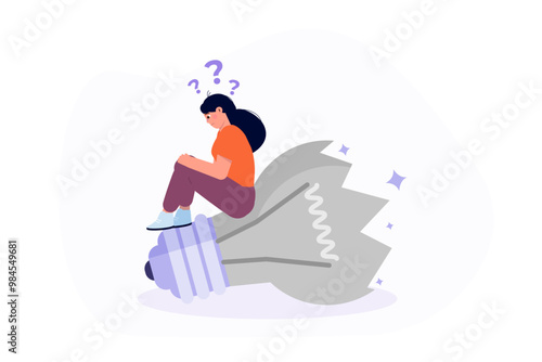 Uninspired or motivation after business failure. Vector illustration.