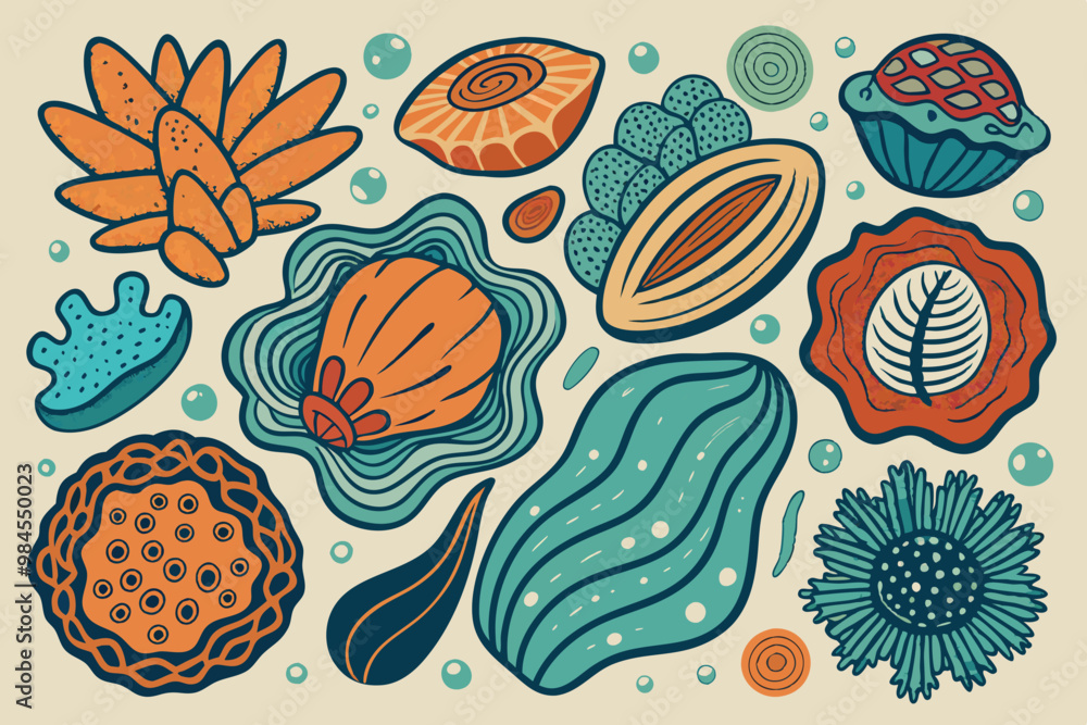 set of hand drawn organic shapes set of hand drawn organic shapes