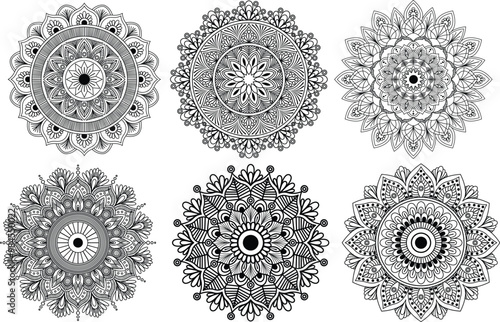 indian mandala art design vector. Circular pattern in form of mandala for Henna, Mehndi, tattoo, decoration. Decorative frame ornament in ethnic oriental style. Coloring book page.
