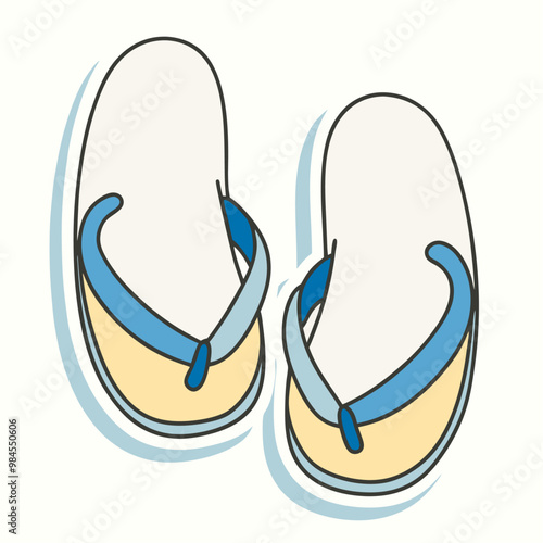 Sticker design with summer sandals on a isolated white background (2)