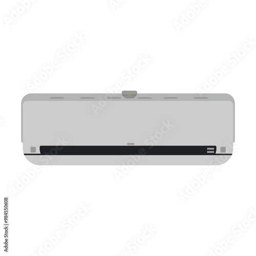 vector grey air conditioner, front view, icon, white background