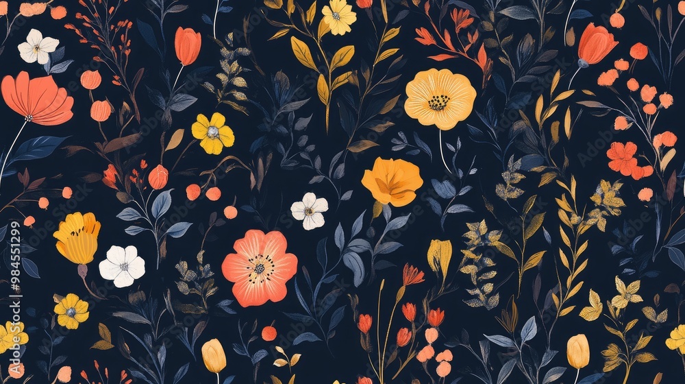 Seamless Allover Floral Botanical Pattern Seamless Allover Floral Botanical Pattern