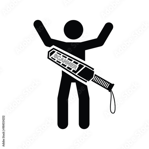 Hand held metal detector icon. Airport metal detector and security isolated on background vector illustration.
